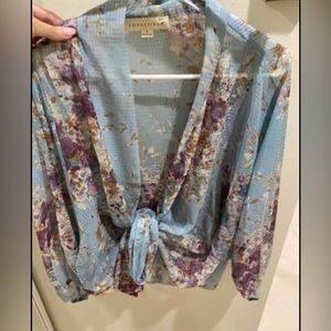 Floral tie front top size small lovestitch brand new without tags
